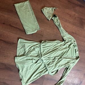 Light Sage Green Wrap Top with Self Tie